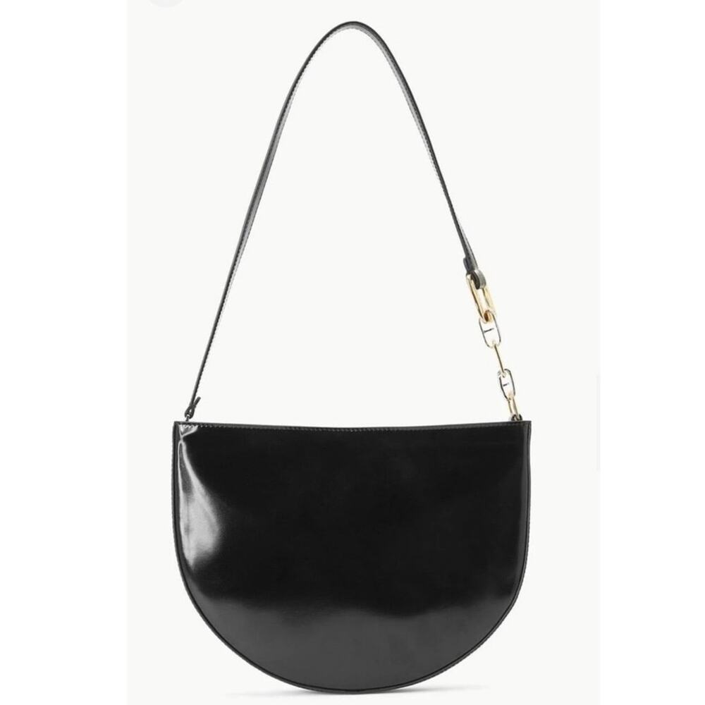 NWT Staud - Colt Shoulder Black Bag w Chain Detail Gold Silver - Picture 2 of 8